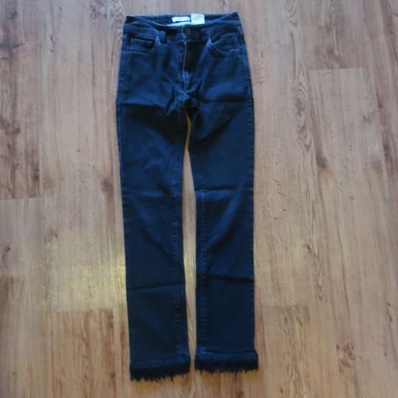 CHRISTINA MAKOWSKY DENIM FRINGED HEM JEANS - Picture 1 of 13